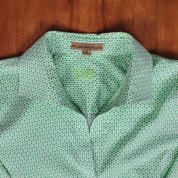 Alex Marie Green Dots Long-Sleeve Button Down Shirt - 16 - Picture 7 of 8